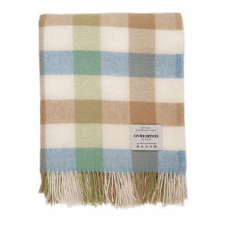 Шерстяной плед новозеландские ягнята Avinamas Thomas бежево-голубой фото