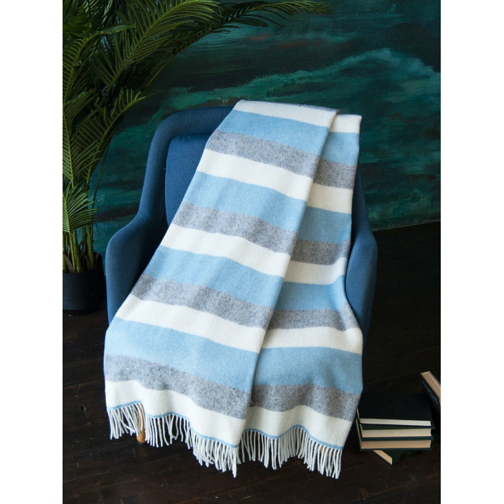 Шерстяной плед новозеландские ягнята Avinamas Lina серо-голубой