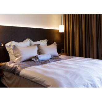 Постельное белье евро мако сатин люкс von der Thannen Твист серый и беж (Twist white &amp; beige) - купить по низким ценам