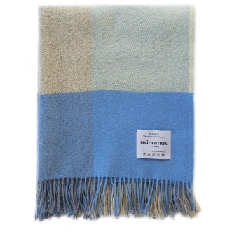 Шерстяной плед австралийский меринос Avinamas Dana персик с голубым фото