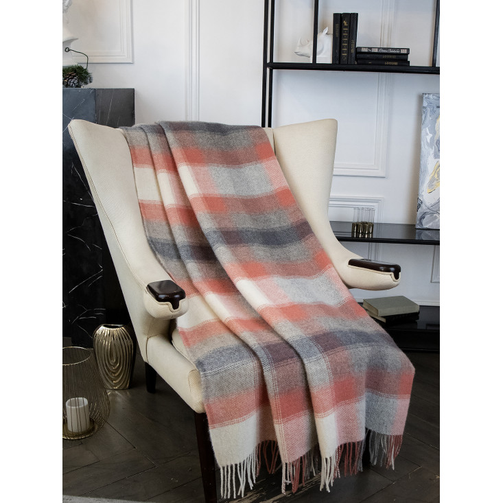 Шерстяной плед альпака меринос Avinamas Andes персик