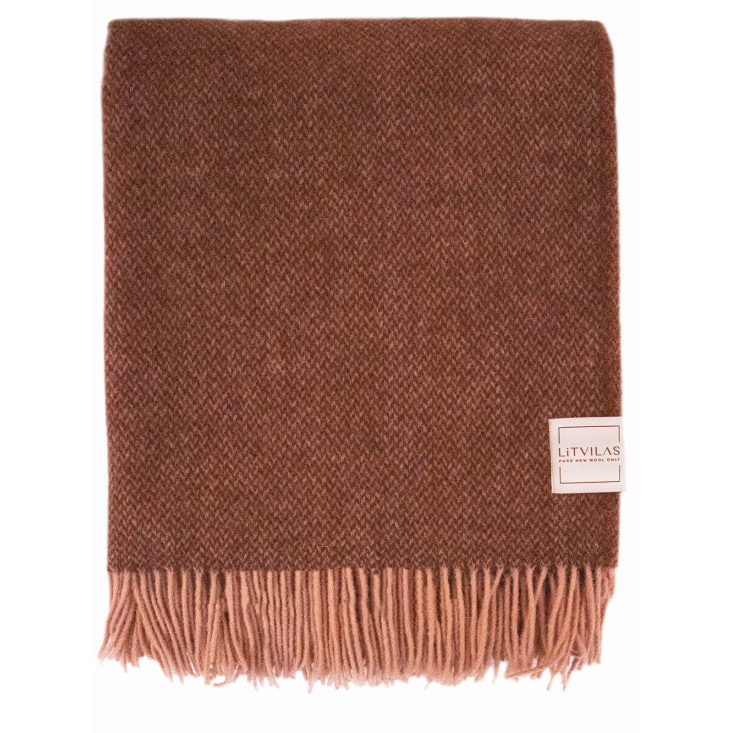 Шерстяной плед монгольские ягнята Litvilas Jola красный