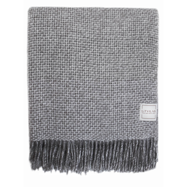 Шерстяной плед монгольские ягнята Litvilas Gerda серый