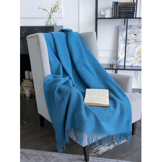 Шерстяной плед монгольские ягнята Litvilas Gerda синий