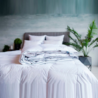 Одеяло евро 200х200 всесезонное German Grass Серый пух (Gray Familie Down) из пуха в магазине Lux-Postel.com