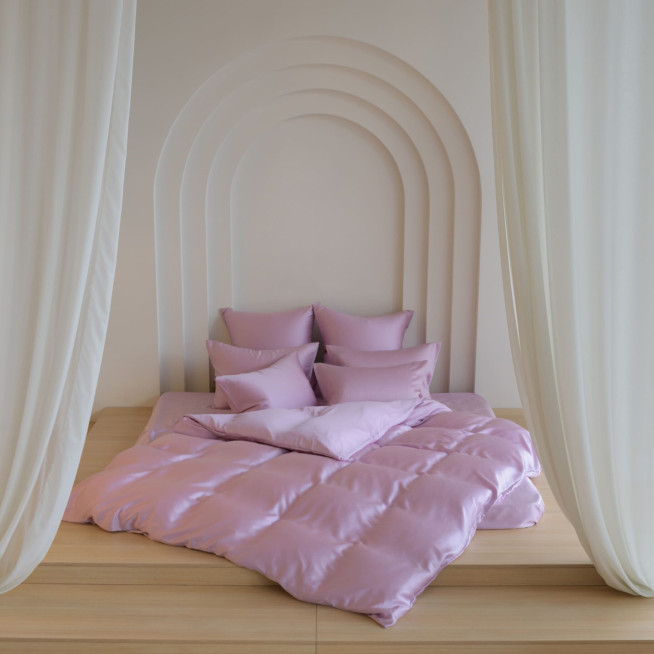 Постельное белье семейное с простыней на резинке Lilac Brilliant Grass German Grass