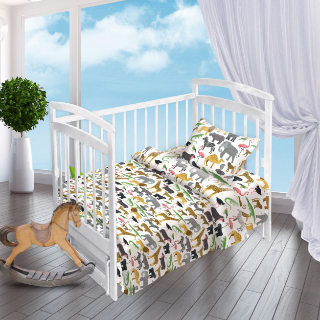 Постельное белье детское в кроватку поплин Valtery Зоопарк