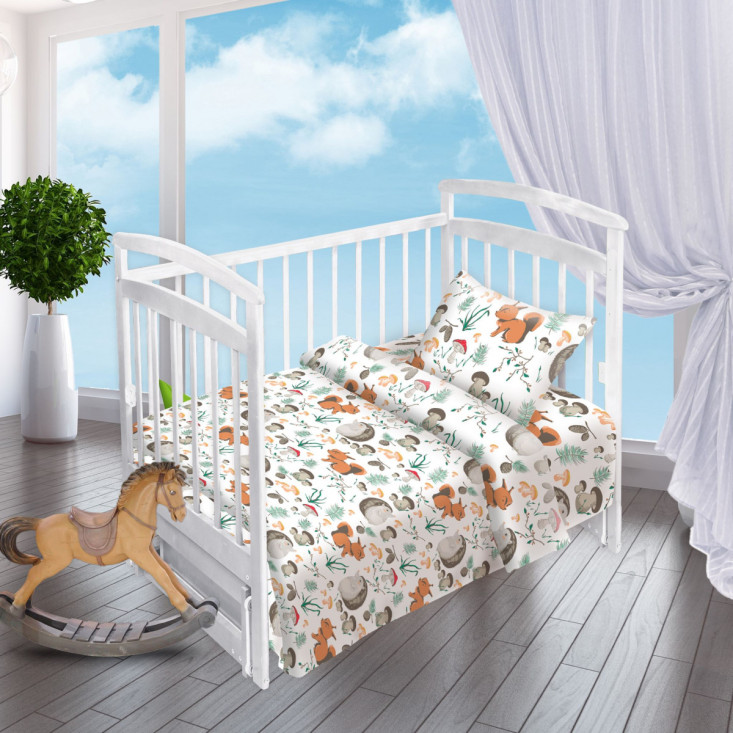 Постельное белье детское в кроватку поплин Valtery Белка потеряшка