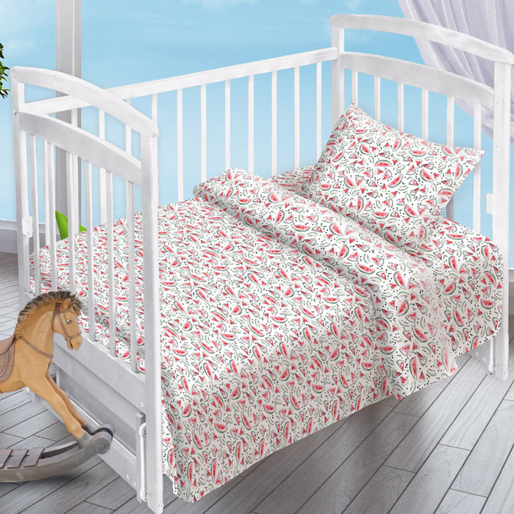 Постельное белье детское в кроватку поплин Valtery Арбузики