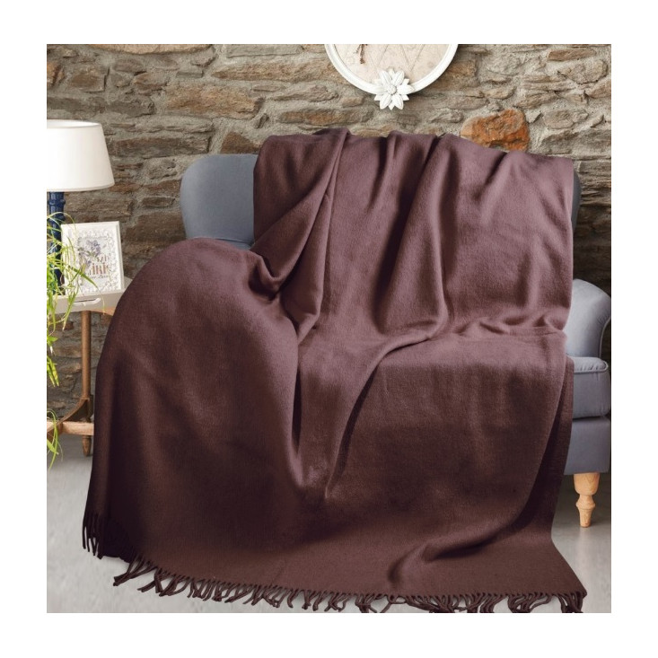 Шерстяной плед меринос Valtery шоколад