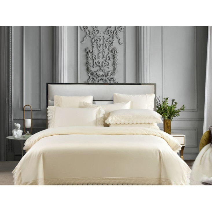 Постельное белье евро люкс мако-сатин Asabella Сливки