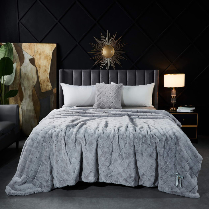 Плед искусственный мех Sofi De Marko Бернард светло серый