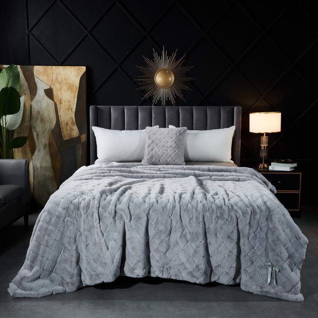 Плед искусственный мех Sofi De Marko Бернард светло серый