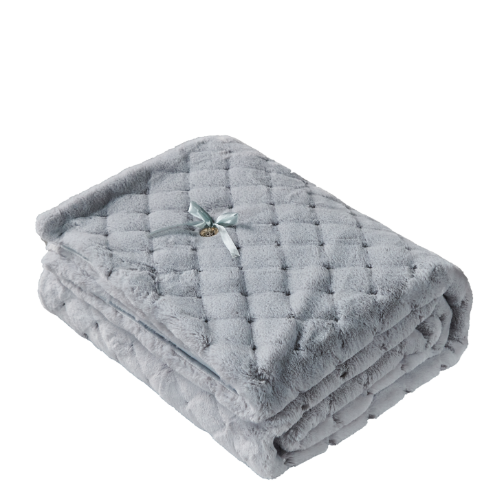 Плед искусственный мех Sofi De Marko Бернард светло серый