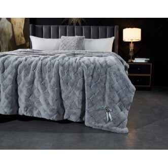 Плед искусственный мех Sofi De Marko Бернард светло серый фото