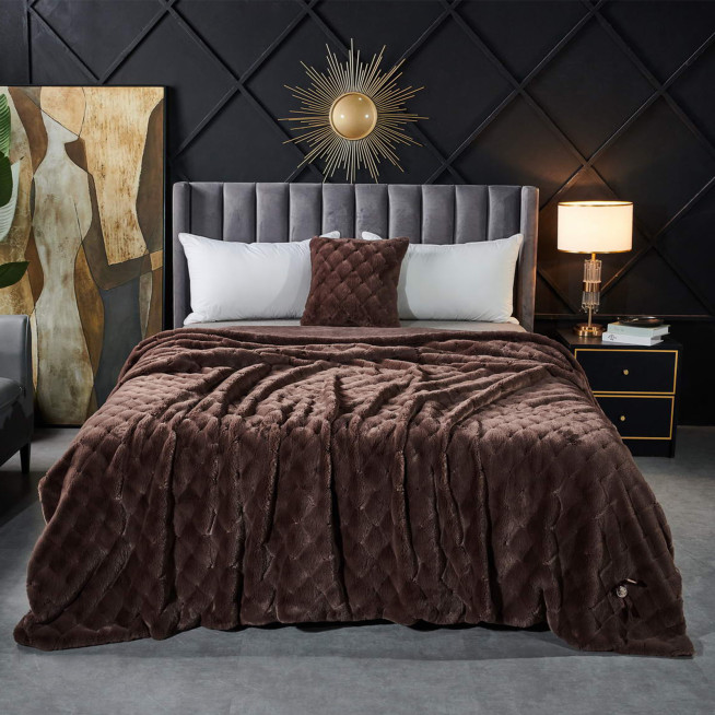 Плед искусственный мех Sofi De Marko Бернард шоколад