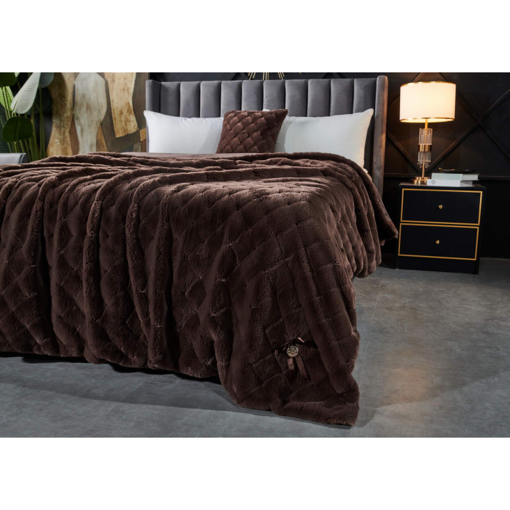 Плед искусственный мех Sofi De Marko Бернард шоколад