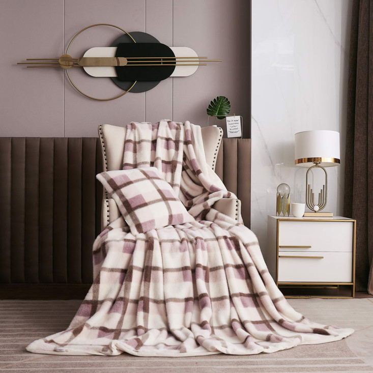 Плед искусственный мех Sofi De Marko Берри пепельная роза