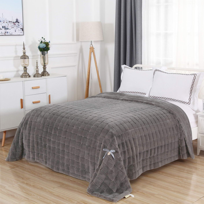 Плед искусственный мех Sofi De Marko Мадлен серый