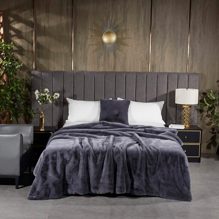 Плед искусственный мех Sofi De Marko Ричард антрацит