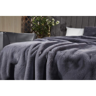 Плед искусственный мех Sofi De Marko Ричард антрацит - купить по низким ценам в Lux-Postel.com