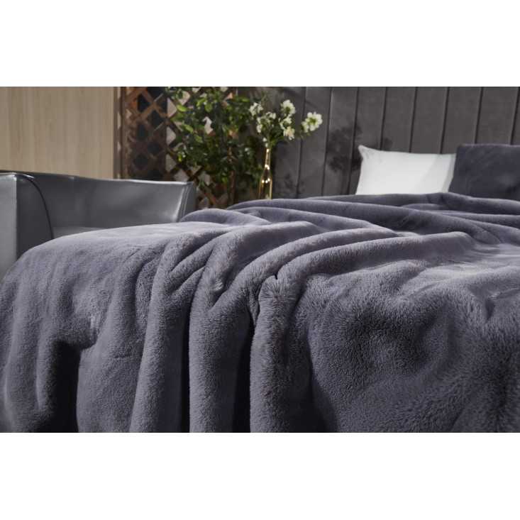 Плед искусственный мех Sofi De Marko Ричард антрацит