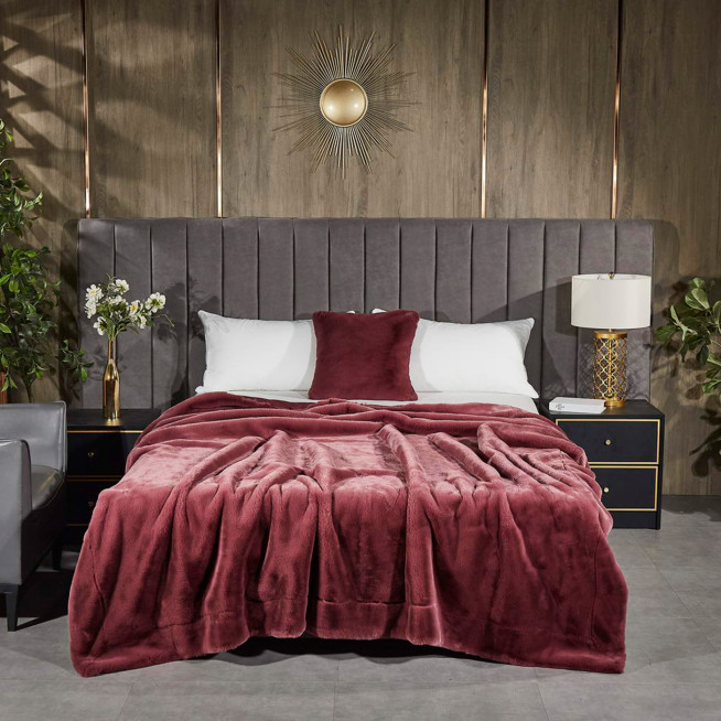 Плед искусственный мех Sofi De Marko Ричард марсала