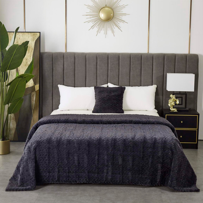 Плед искусственный мех Sofi De Marko Теодор антрацит