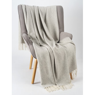 Шерстяной плед альпака меринос Valtery светло серый