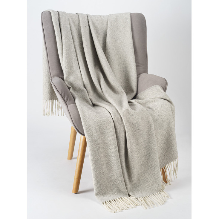 Шерстяной плед альпака меринос Valtery светло серый