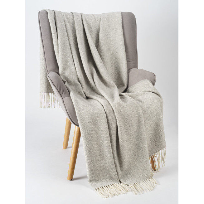 Шерстяной плед альпака меринос Valtery светло серый