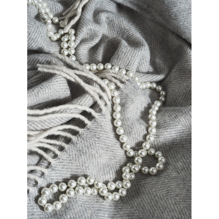 Шерстяной плед альпака меринос Valtery светло серый