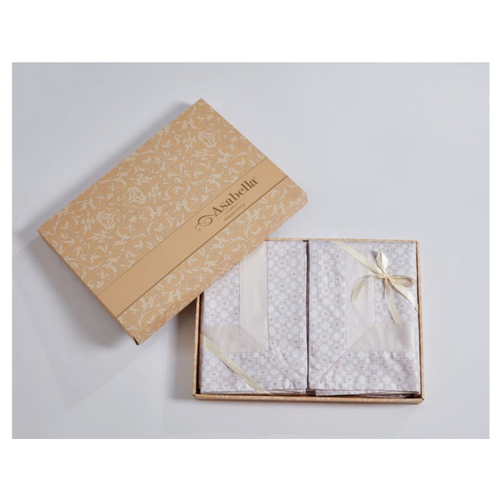 Постельное белье евро люкс мако-сатин Asabella Ванильный крем