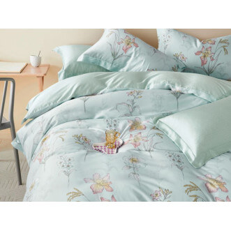 Постельное белье евро тенсел люкс Asabella Бирюзовые лилии