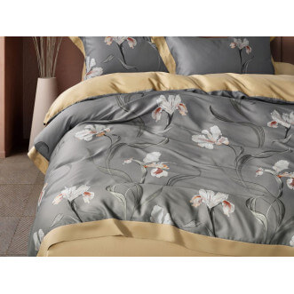 Постельное белье евро тенсел люкс Asabella Графитовые ирисы