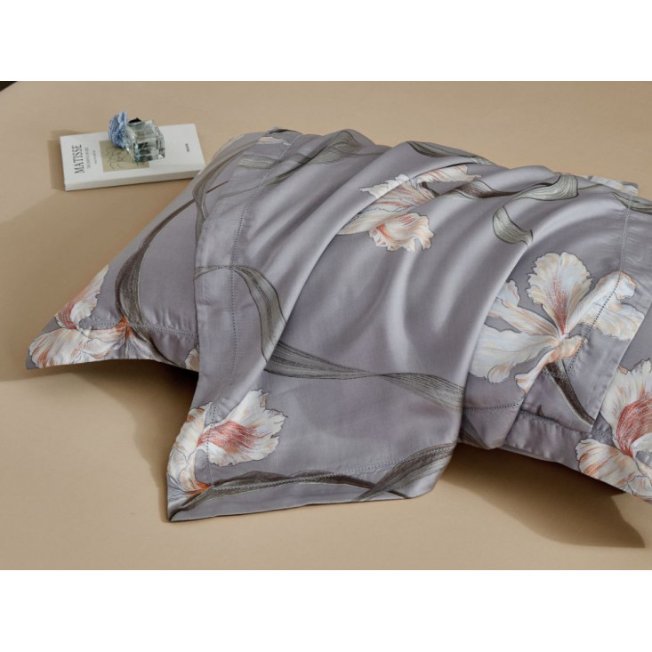 Постельное белье евро тенсел люкс Asabella Графитовые ирисы