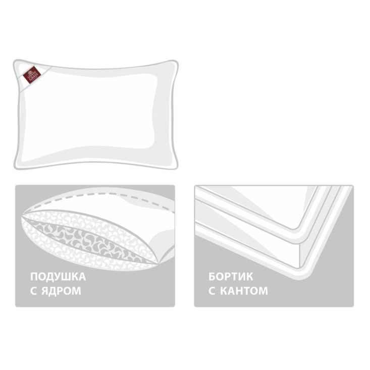 Подушка пуховая 50х70 трехкамерная 3D с бортиком King Down Grass German Grass средняя