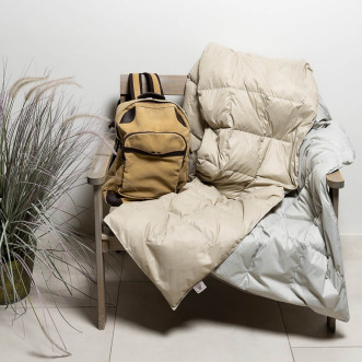 Дорожное пуховое одеяло 140х200 Travel Plaid Grass grey-beige German Grass