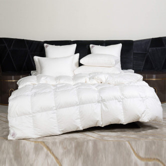 Подушка пуховая 70х70 трехкамерная 3D с бортиком Grass German Королевский Пух (King Down) упругая в магазине Люкс Постель