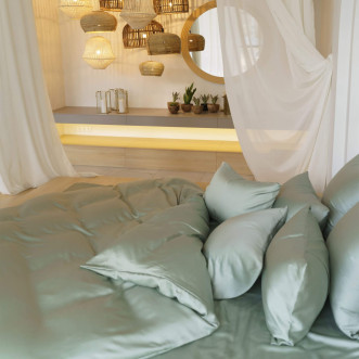 Пододеяльник тенсел евро 200х200 German Grass Оливковый Бриллиант (Olive Brilliant) в магазине Люкс Постель