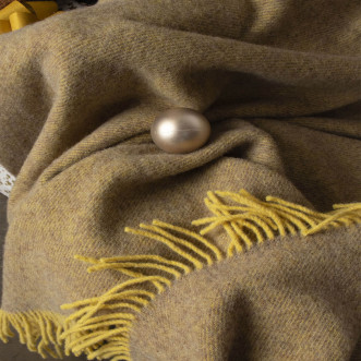 Шерстяной плед новозеландские ягнята Avinamas Janina горчица