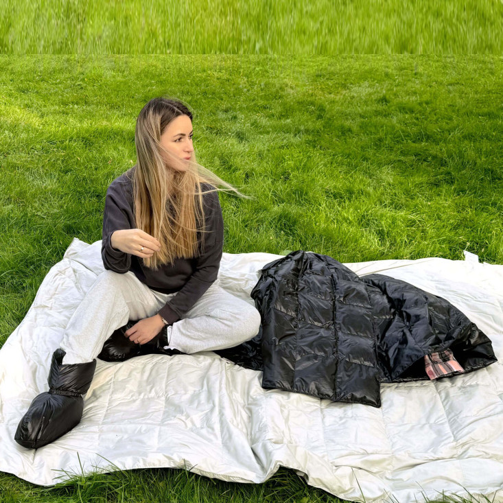 Дорожное пуховое одеяло 140х200 Travel Plaid Grass Black German Grass