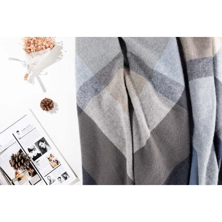 Шерстяной плед Valtery голубая клетка со скидкой в магазине Lux-Postel.com