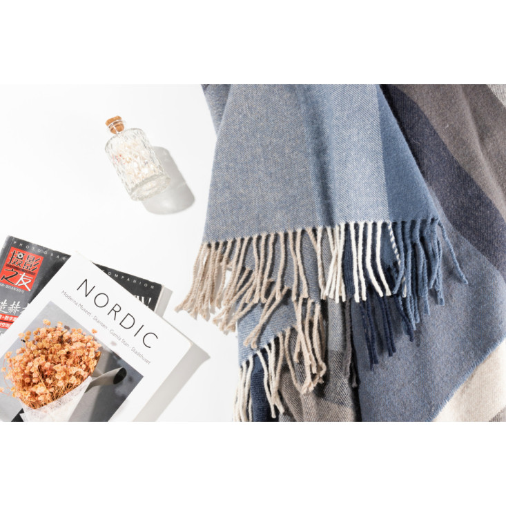 Шерстяной плед Valtery голубая клетка со скидкой в магазине Lux-Postel.com