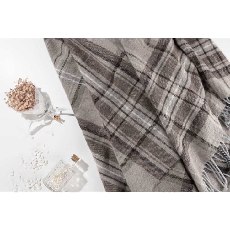 Шерстяной плед Valtery  серая клетка со скидкой в магазине Lux-Postel.com