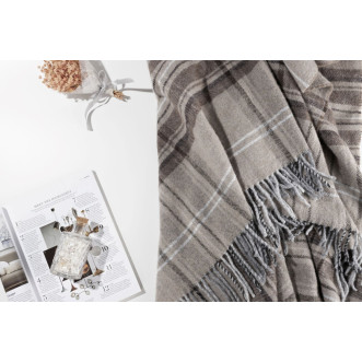 Шерстяной плед Valtery  серая клетка со скидкой в магазине Lux-Postel.com