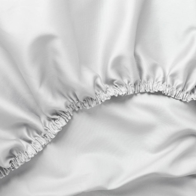 Простыня на резинке мако-сатин 200х200х40 German Grass Пепельное Очарование (Alpine White Allure) в магазине Люкс Постель